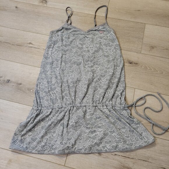 Vtg Victoria Secret PINK Gray All Over Heart Print Cover Up Sleep Tank Sz XS - Picture 4 of 9